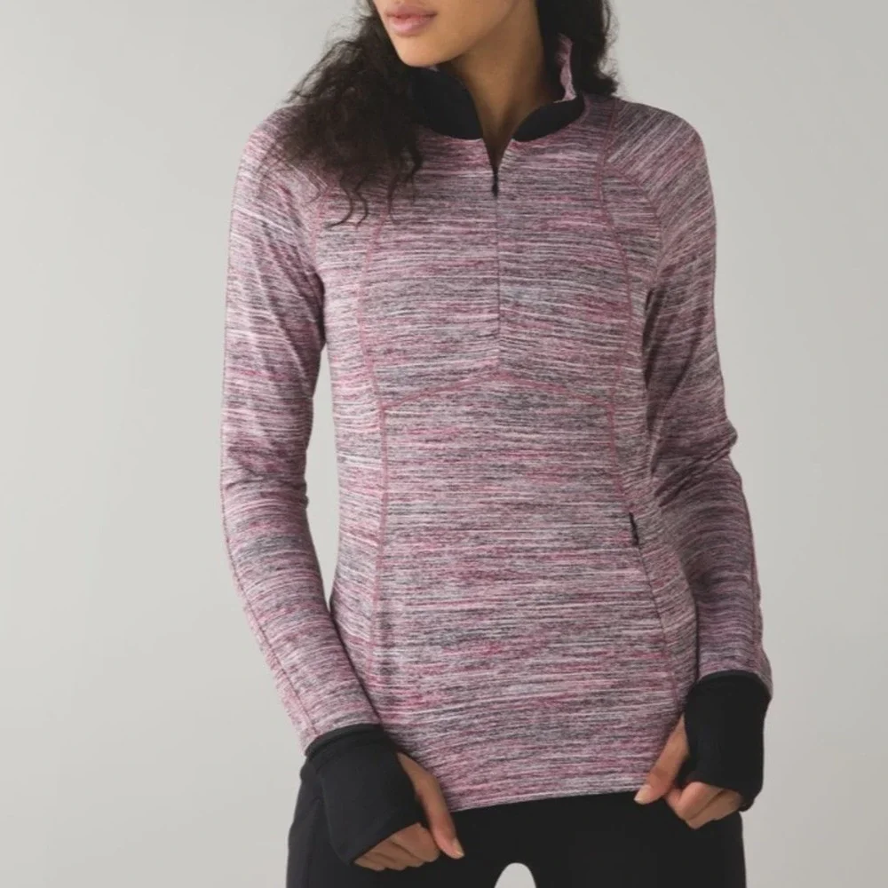 Lululemon Runderful 1/2 Zip Space Dye Camo Berry Rumble Multi / Black